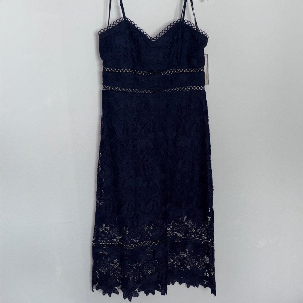 Bardot Navy Lace Midi Dress